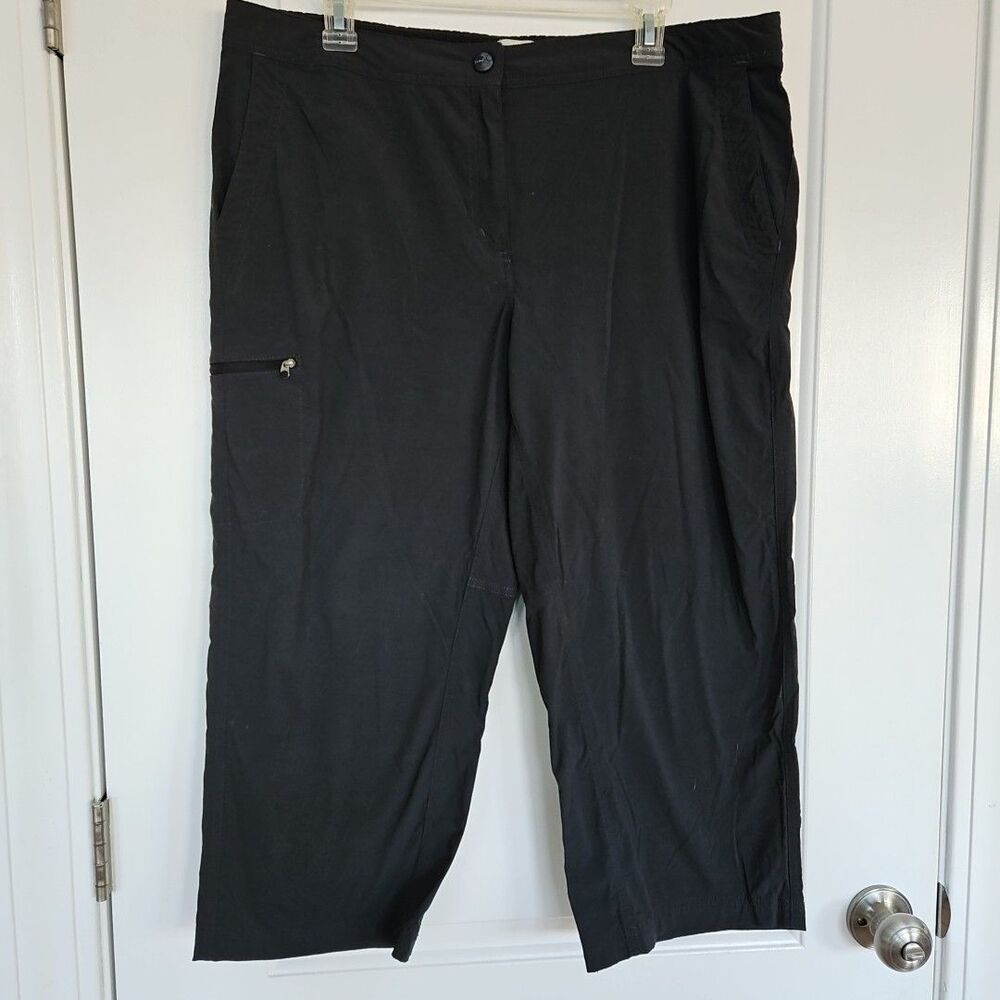 L.L.Bean Hiking Pants Women’s 16 Black Cropped Straight Leg Stretch‎ Lightweight